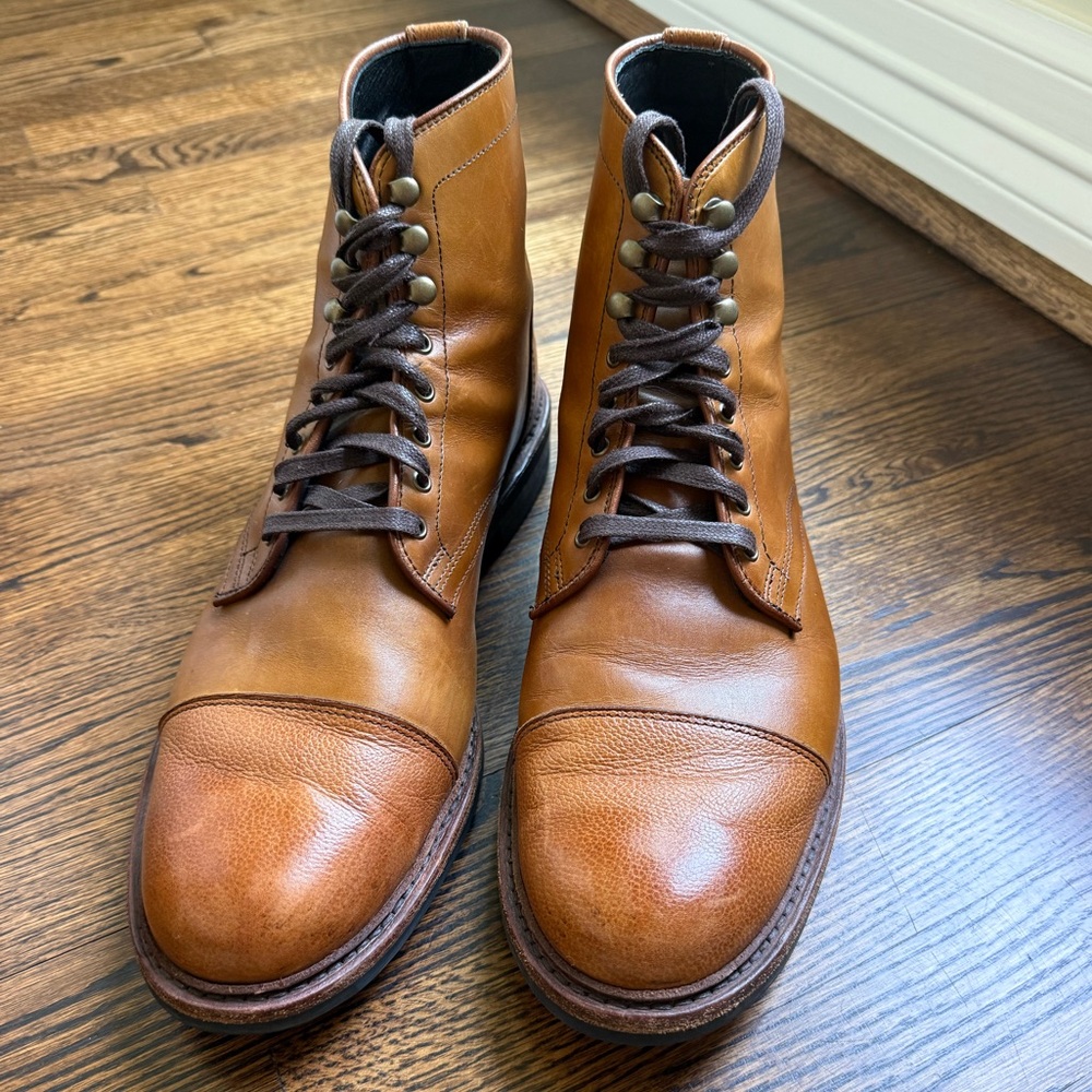 Men's Brown Landon Cap Toe Leather Boots